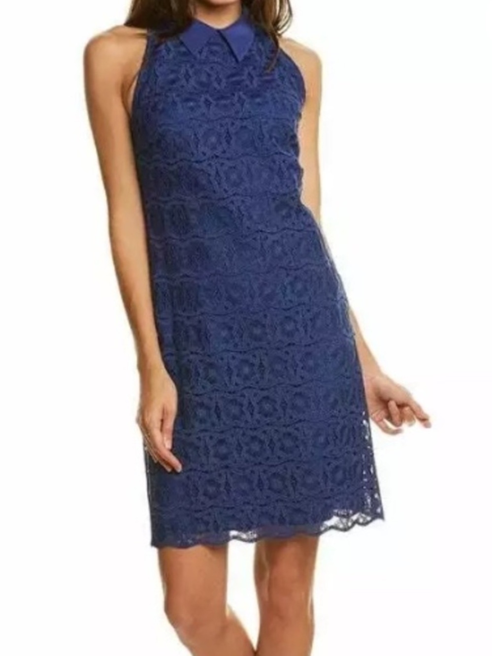 SILK Trina Turk Navy Cat’s Cradle Sleeveless Lace Shift Dress
